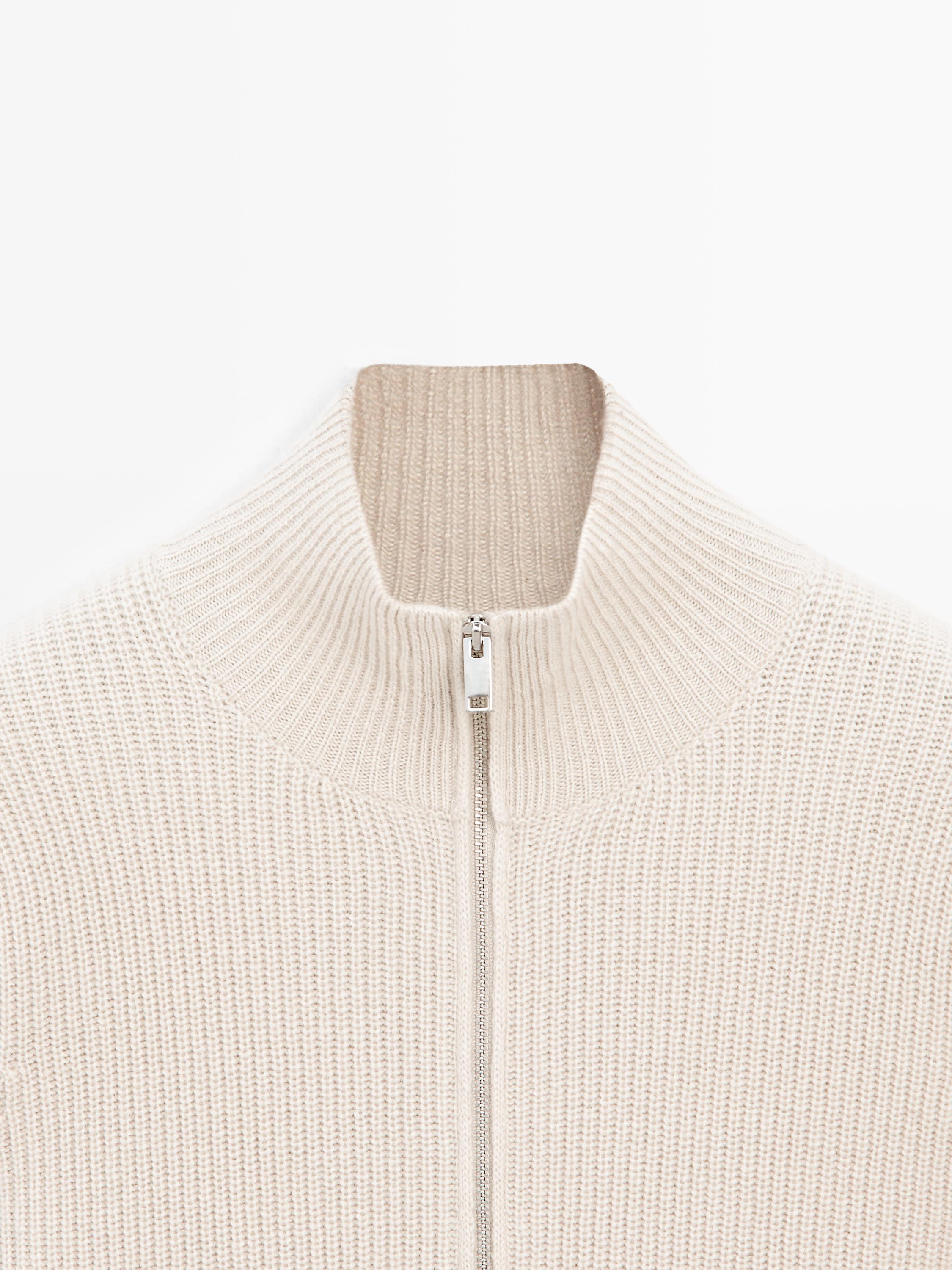 100% cashmere zip-up cardigan